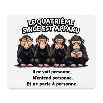 Le 4ème singe – humour smartphone - Tapis de souris (format paysage) - blanc - Devant