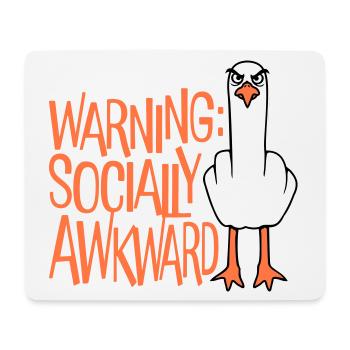 Warning Socially Awkward Möwe Mittelfinger Frech - Mousepad (Querformat) - Weiß - Vorne