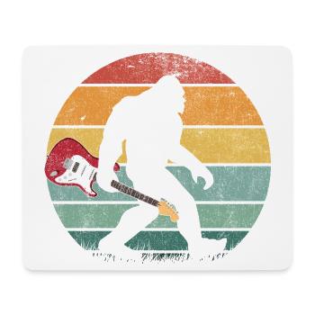Bigfoot Sasquatch Rocker Guitar Sunset Retro - Mouse Pad (horizontal) - white - Front
