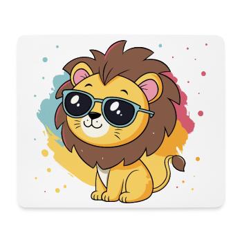 Colorful Lion with Glasses - Mouse Pad (horizontal) - white - Front