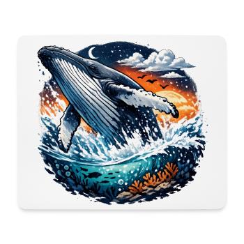 Evening Sea Whale Jump Fantasy - Mouse Pad (horizontal) - white - Front