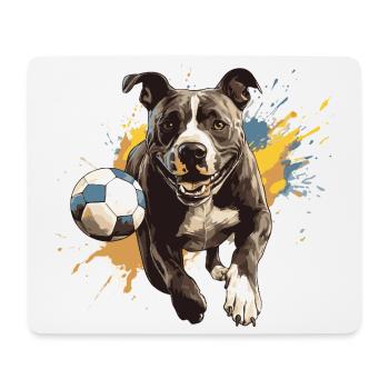 Staffordshire Bull Terrier Dog Football - Tapis de souris (format paysage) - blanc - Devant