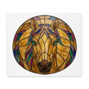 Mosaik mit Buntglas-Pferdemosaik - Mousepad (Querformat) - Weiß - Vorne