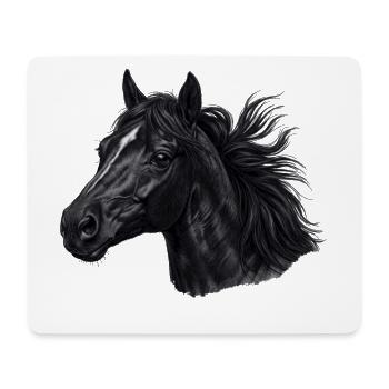Portrait du cheval noir - Tapis de souris (format paysage) - blanc - Devant