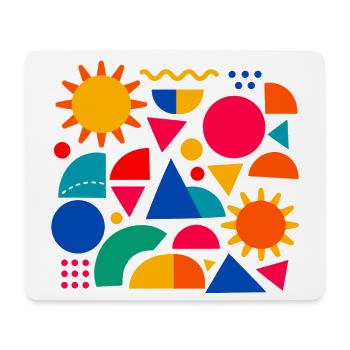 Geometrische Farbexplosion: Sonnige Formen - Mousepad (Querformat) - Weiß - Vorne