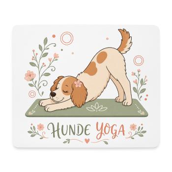 Hunde Yoga - Yoga T-Shirt mit Hund - Mousepad (Querformat) - Weiß - Vorne