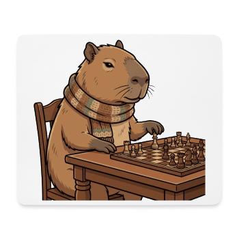 Capybara spielt Schach - Mousepad (Querformat) - Weiß - Vorne