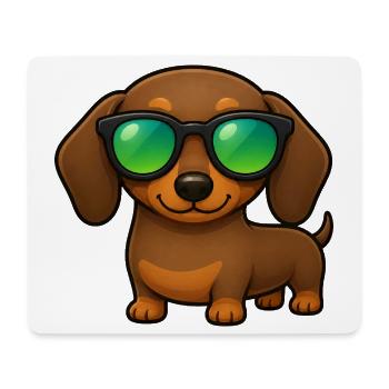 Dackel Hund mit Sonnenbrille Sommer Cartoon - Mousepad (Querformat) - Weiß - Vorne