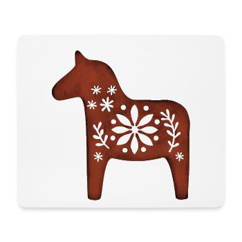 Skandinavisches Dala-Pferd – Nordic Folk - Mousepad (Querformat) - Weiß - Vorne