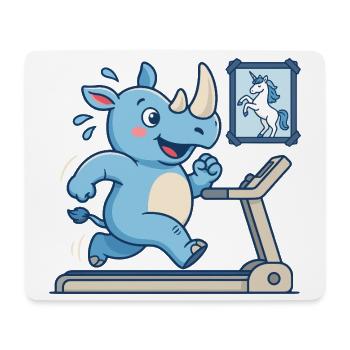  Nashorn Beim Lauftraining Mit Einhorn Fitness - Mousepad (Querformat) - Weiß - Vorne