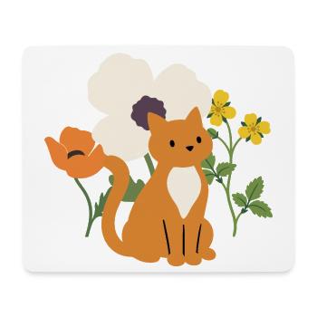 Mohn · Blumen · Katze · Geschenkidee - Mousepad (Querformat) - Weiß - Vorne