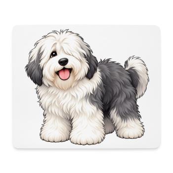 Old English Sheepdog Kawaii Style – Bobtail - Mousepad (Querformat) - Weiß - Vorne
