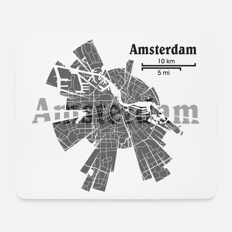 Amsterdam Karte - Mousepad (Querformat) - Weiß
