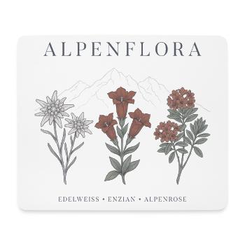 Alpenflora Edelweiss Enzian Alpenrose Berge - Mousepad (Querformat) - Weiß - Vorne