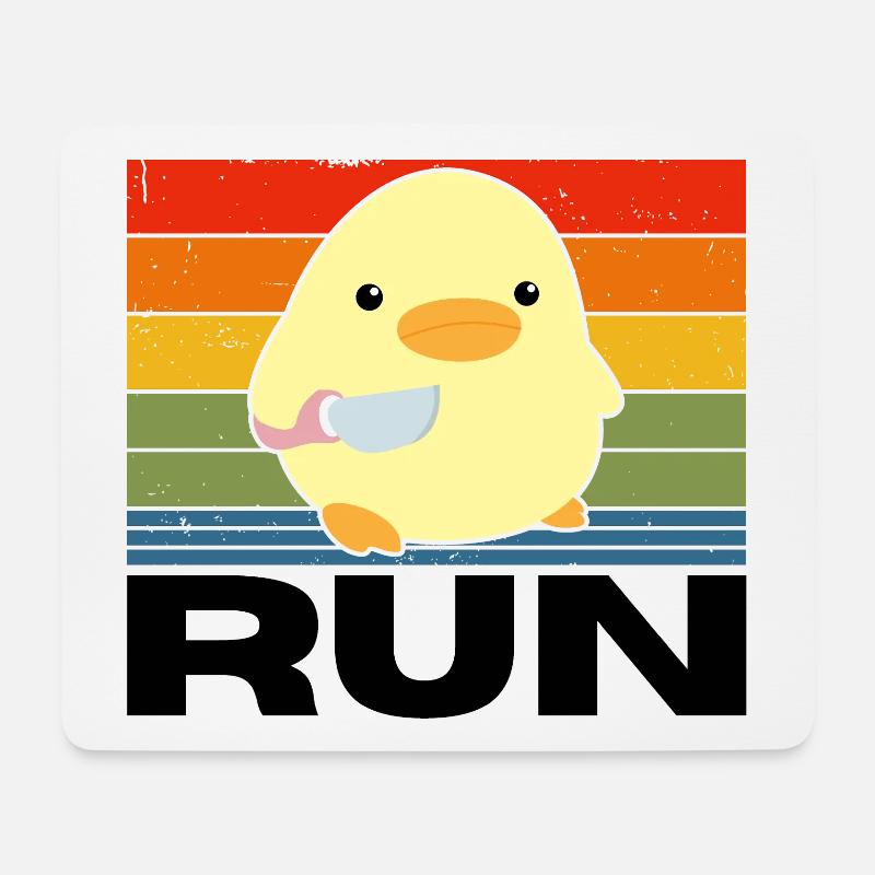 Renn Ente mit Messer Meme Lustiger Spruch Vintage - Mousepad (Querformat) - Weiß