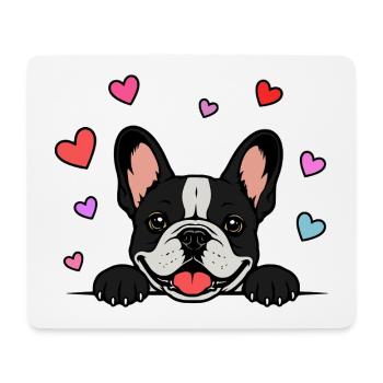 Französische_Bulldogge_Pfoten_mit_Herz_schwarz - Mouse Pad (horizontal) - white - Front