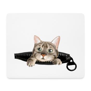 Kitten looks out of zippered pocket ... - Mouse Pad (horizontal) - white - Front