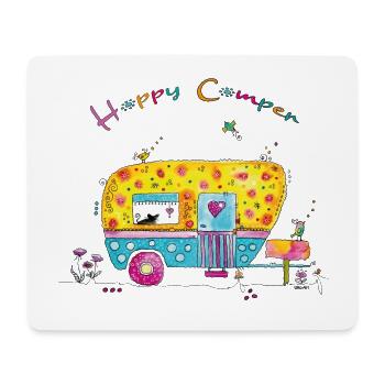Caravane Happy Camper - Tapis de souris (format paysage) - blanc - Devant
