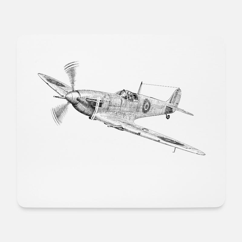 Spitfire - Mousepad (Querformat) - Weiß