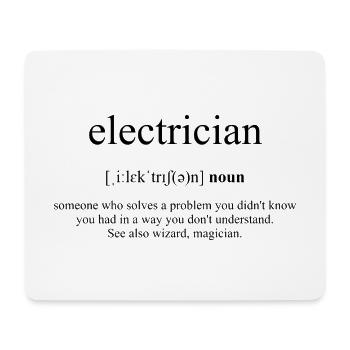 Electrician (Elektriker) Definition Dictionary - Mousepad (Querformat) - Weiß - Vorne