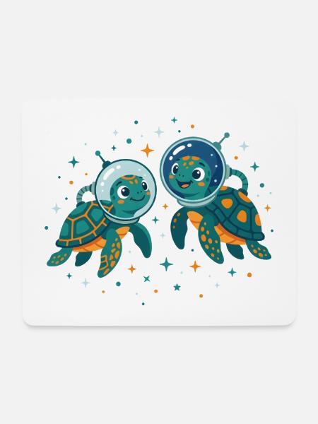 Weltraumschildkröten - Mousepad (Querformat) - Weiß