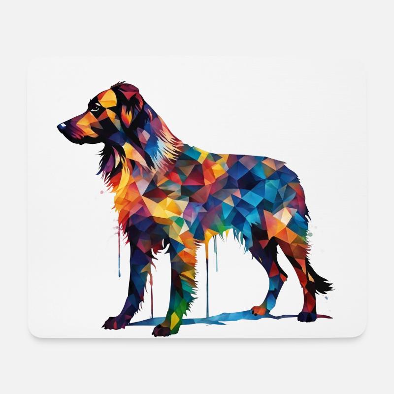 Farbenfrohe Hundesilhouette: Meisterwerk in Wasser - Mousepad (Querformat) - Weiß