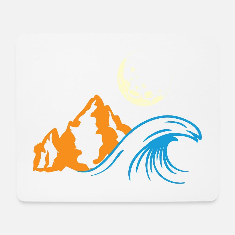 Berg, Mond, Meer - Mousepad (Querformat) - Weiß