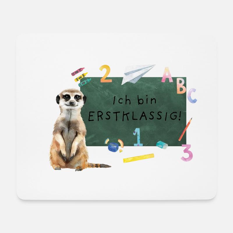 Erdmännchen Einschulung - Mousepad (Querformat) - Weiß
