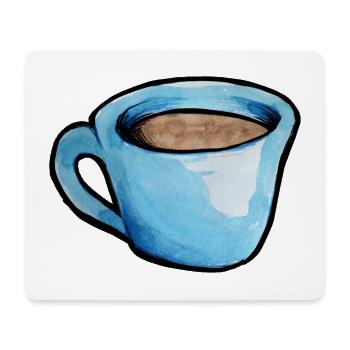 Blaue Aquarell Kaffeetasse - Mousepad (Querformat) - Weiß - Vorne