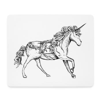 Drawing of a fancifully decorated unicorn - Mouse Pad (horizontal) - white - Front