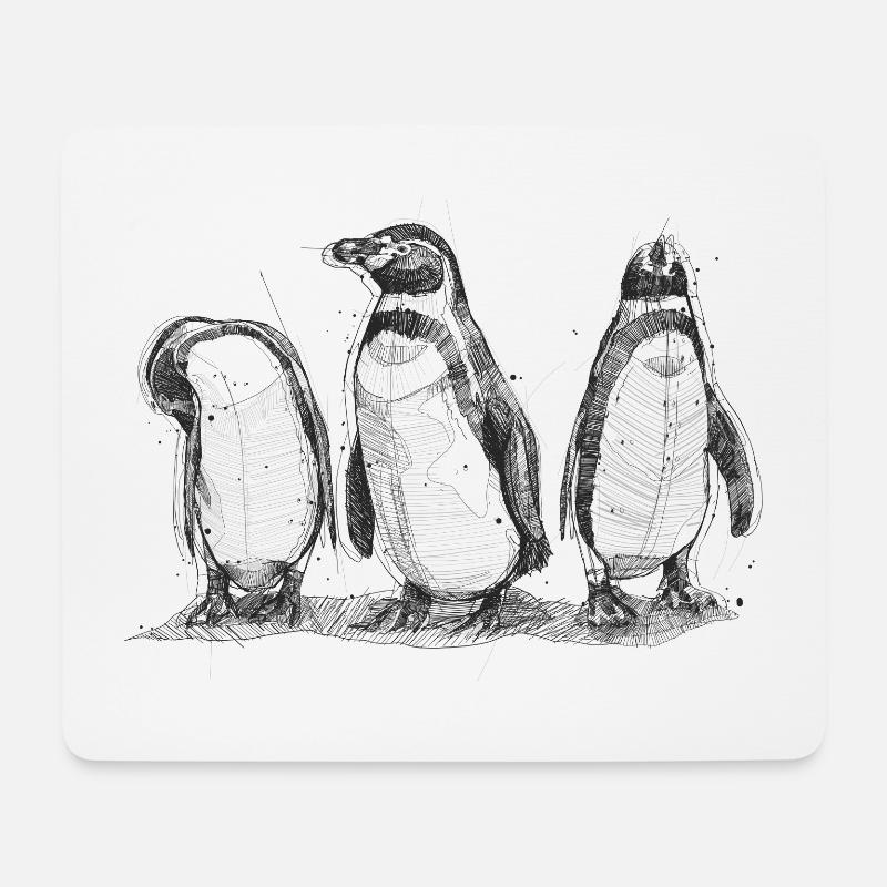 Pinguin Sketch - Mousepad (Querformat) - Weiß