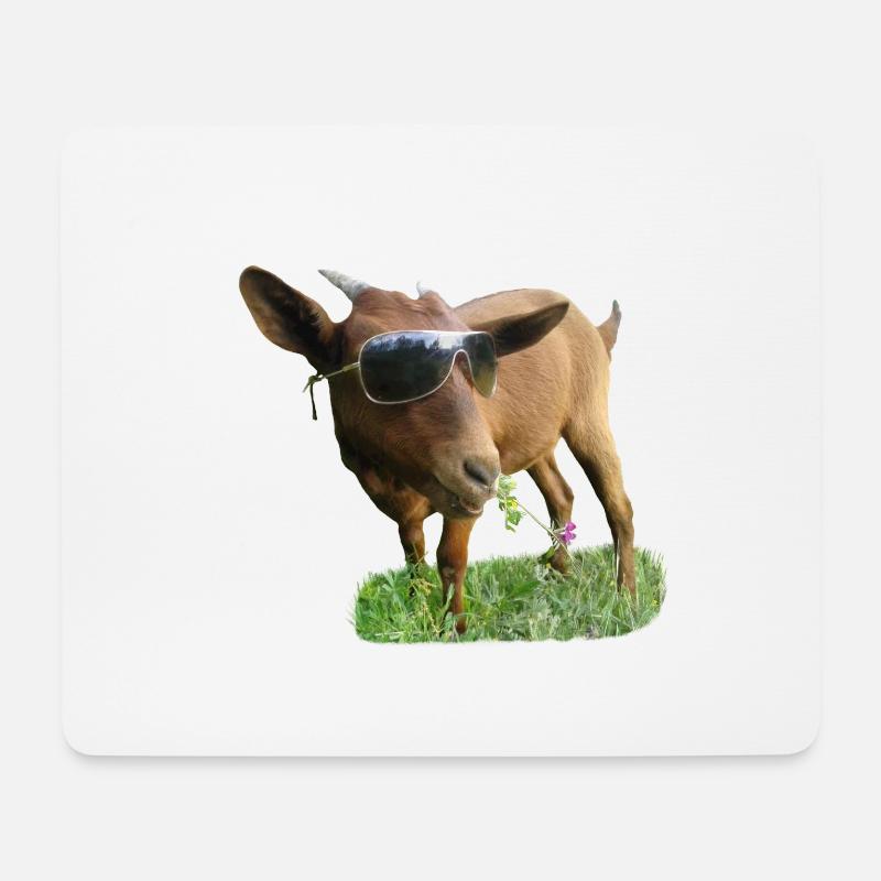 Goat with glasses - Mouse Pad (horizontal) - white