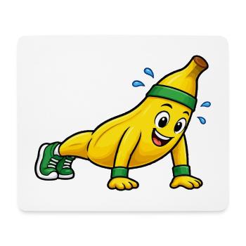 Fitness Banane Cartoon - Mousepad (Querformat) - Weiß - Vorne