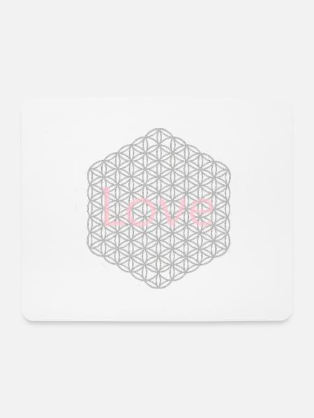 Blume des Lebens - 5. Dimension - silber - love - Mousepad (Querformat) - Weiß