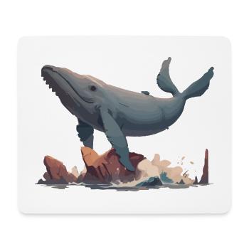 Fliegender Wal - Mousepad (Querformat) - Weiß - Vorne