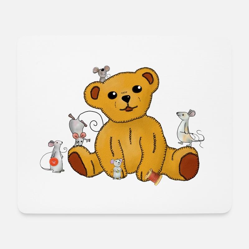 Mäuse nähen Teddy - Mousepad (Querformat) - Weiß