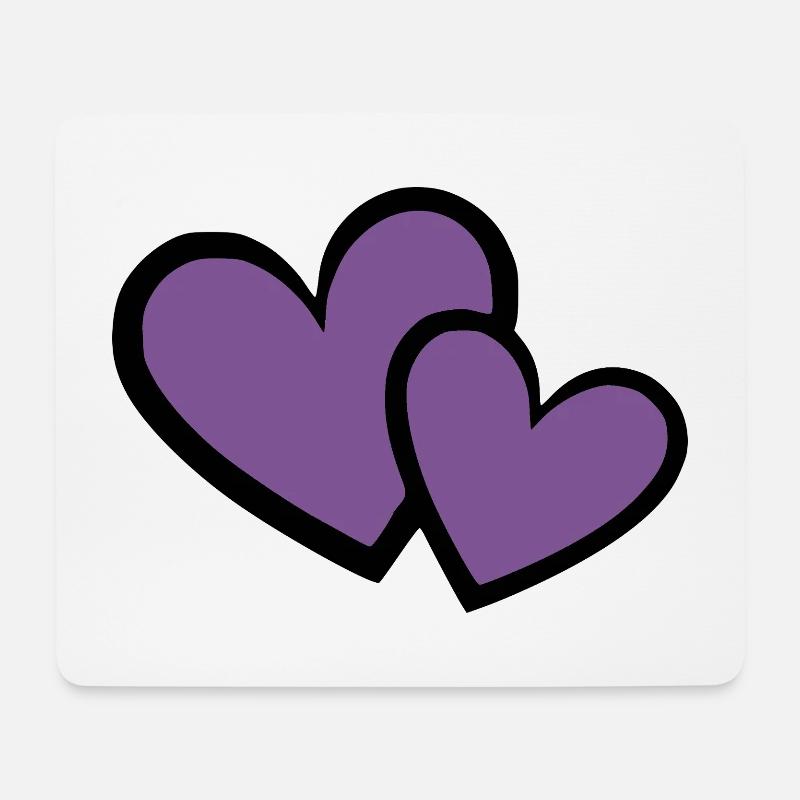 2 violette Herzen Herz violett Herzmuster - Mousepad (Querformat) - Weiß