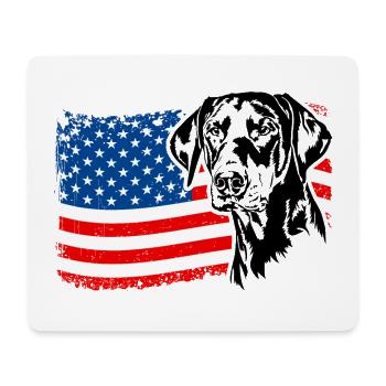 Doberman America Flag Dogs Dobie Wilsigns - Mouse Pad (horizontal) - white - Front
