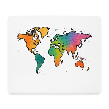 Weltkarte Aquarell Regenbogen - Mousepad (Querformat) - Weiß - Vorne