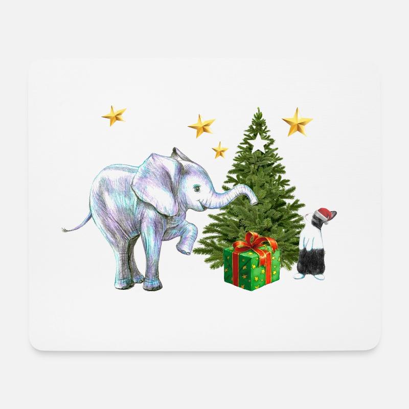 Weihnachten ,Elefant, Hase, Frohe Weihnachten - Mousepad (Querformat) - Weiß