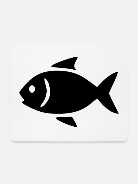 Fisch schwarz Meeresfische angeln Geschenk Angler  - Mousepad (Querformat) - Weiß