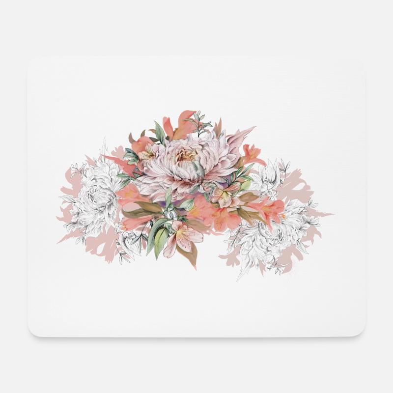 Chrysantheme - Mousepad (Querformat) - Weiß