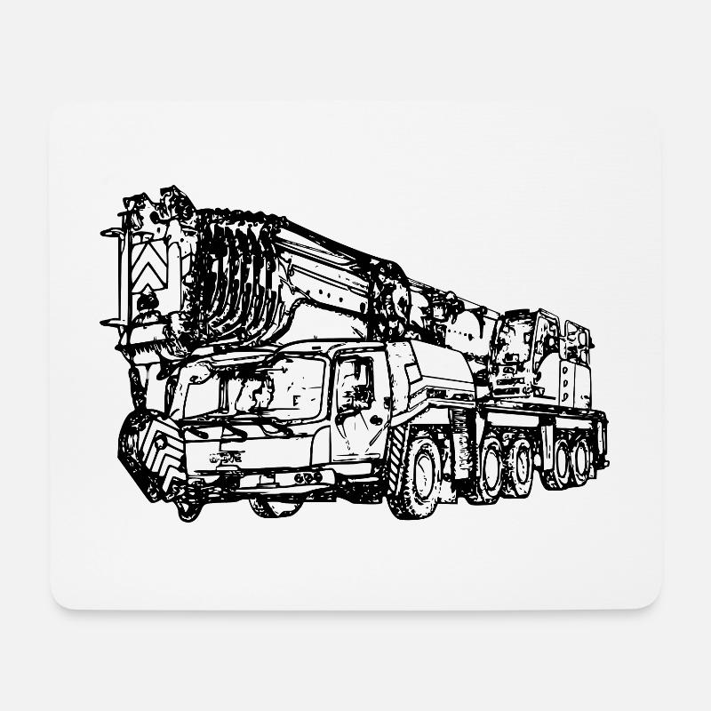 Kran crane Mobilkran 5 Achser schwarz 250 5250 - Mousepad (Querformat) - Weiß