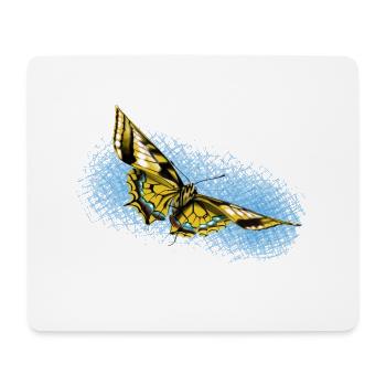 Papillon jaune Accent bleu - Tapis de souris (format paysage) - blanc - Devant