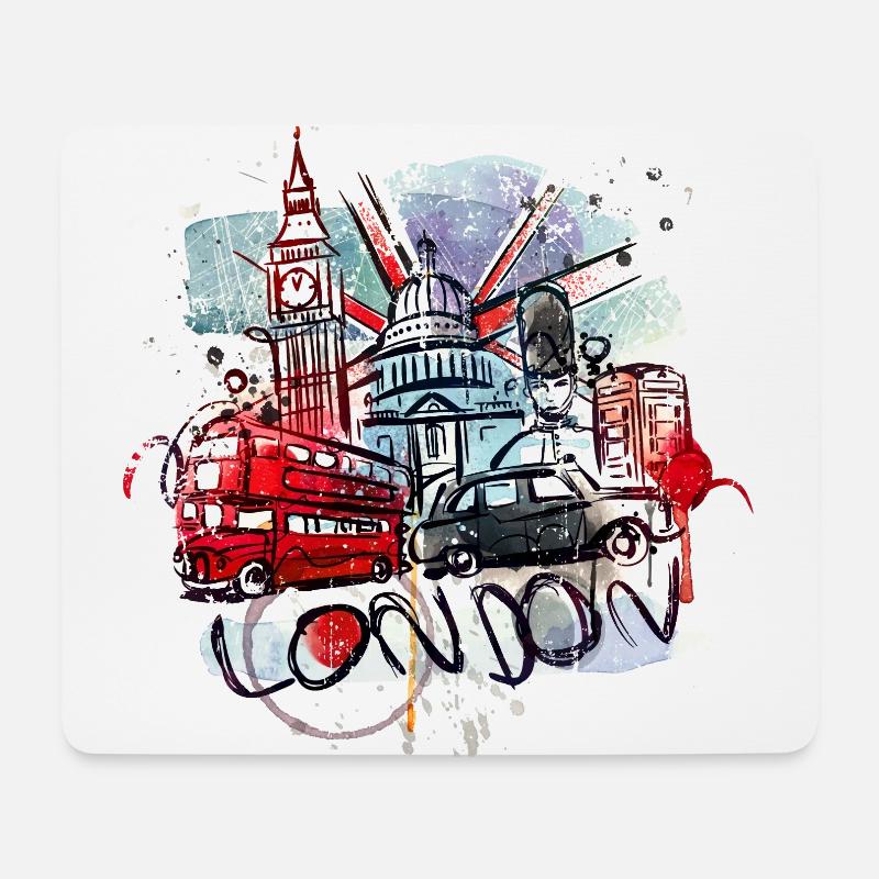 London collage cartoon - Mouse Pad (horizontal) - white