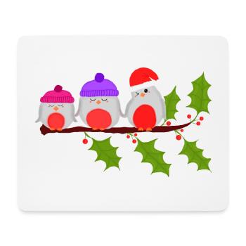 Rotkehlchen - Mousepad (Querformat) - Weiß - Vorne