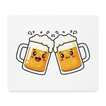 Prost Mahlzeit – Bierkrüge Wiesen Bierfest - Mousepad (Querformat) - Weiß - Vorne