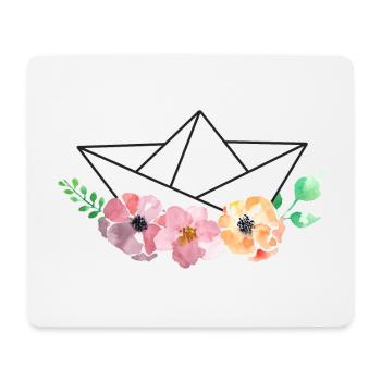 Paper ship with watercolor flowers - Mouse Pad (horizontal) - white - Front