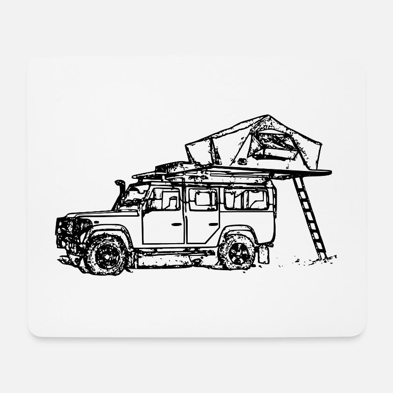 Dachzelt Camper camping Zelt Schwarz - Mousepad (Querformat) - Weiß