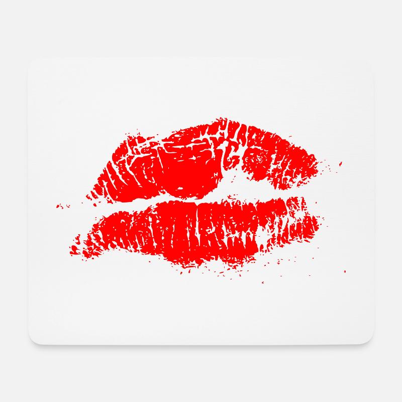 Kussmund Lippenstift Geschenk Valentinstag - Mousepad (Querformat) - Weiß